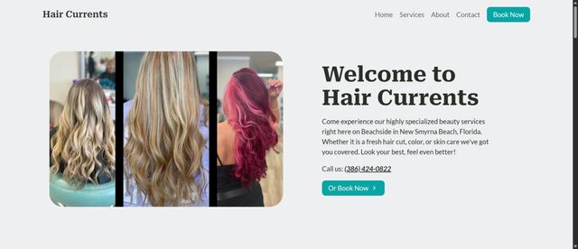 Hair Currents website homepage