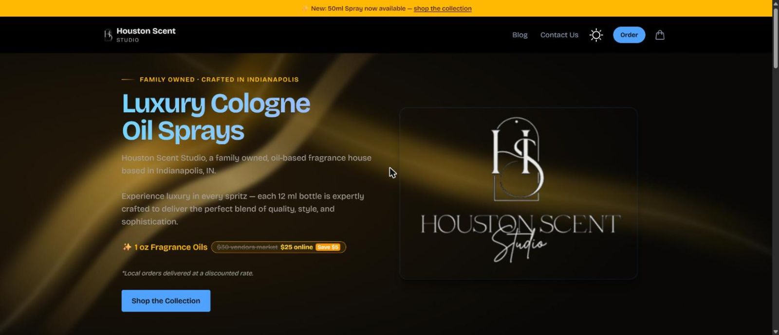 Houston Scent Studio website homepage