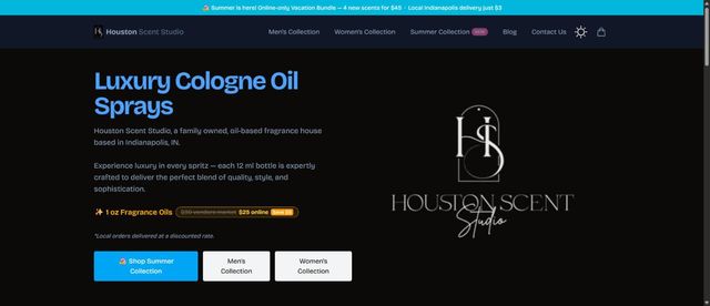 Houston Scent Studio website homepage