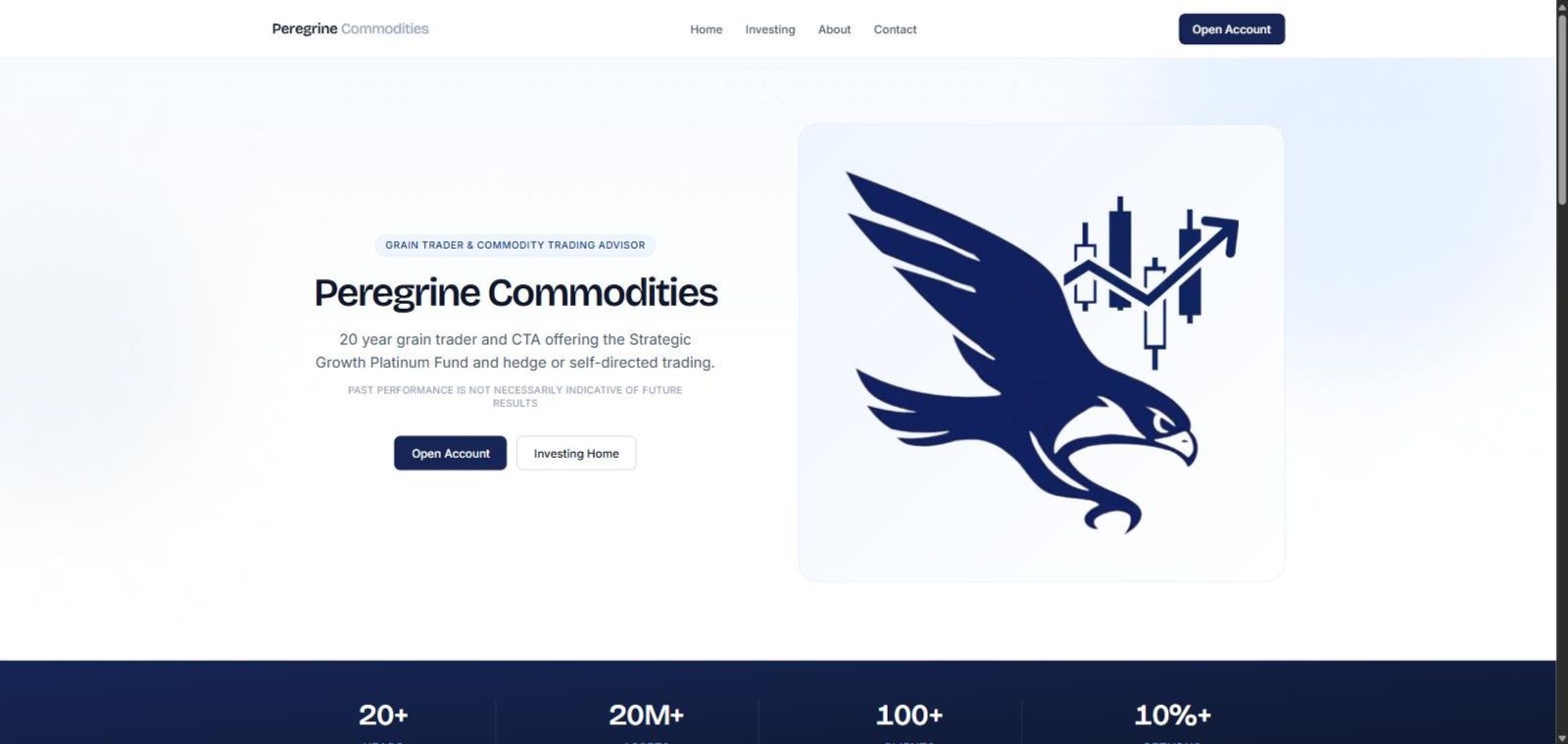 Peregrine Commodities website homepage