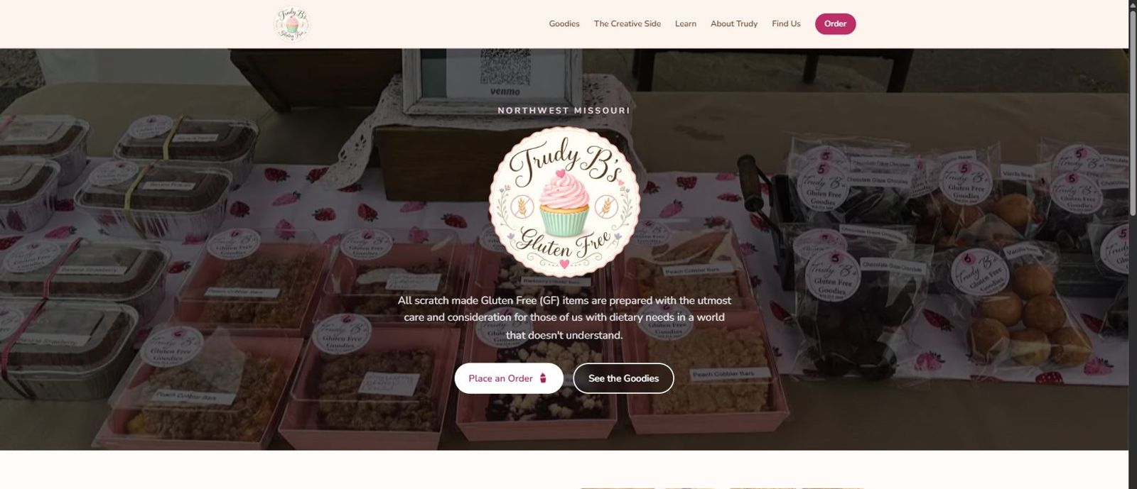 Trudy B's Gluten Free website homepage